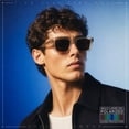 thumbnail image 5 of SA106 Polarized Mod Geometric Sunglasses Flat Top Square Wide Frame UV400 / Beige Frame - Brown Lens, 5 of 8