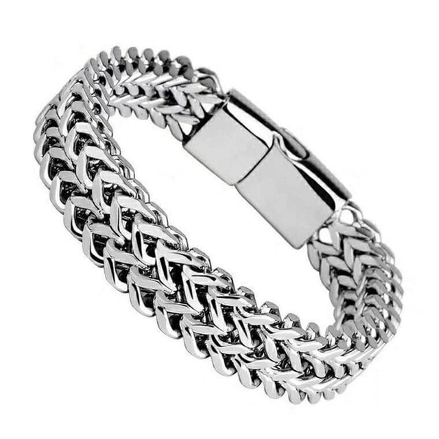 Pulsera punk simple y dominante de hip-hop para hombres de acero de titanio de doble capa gruesa de hip-hop