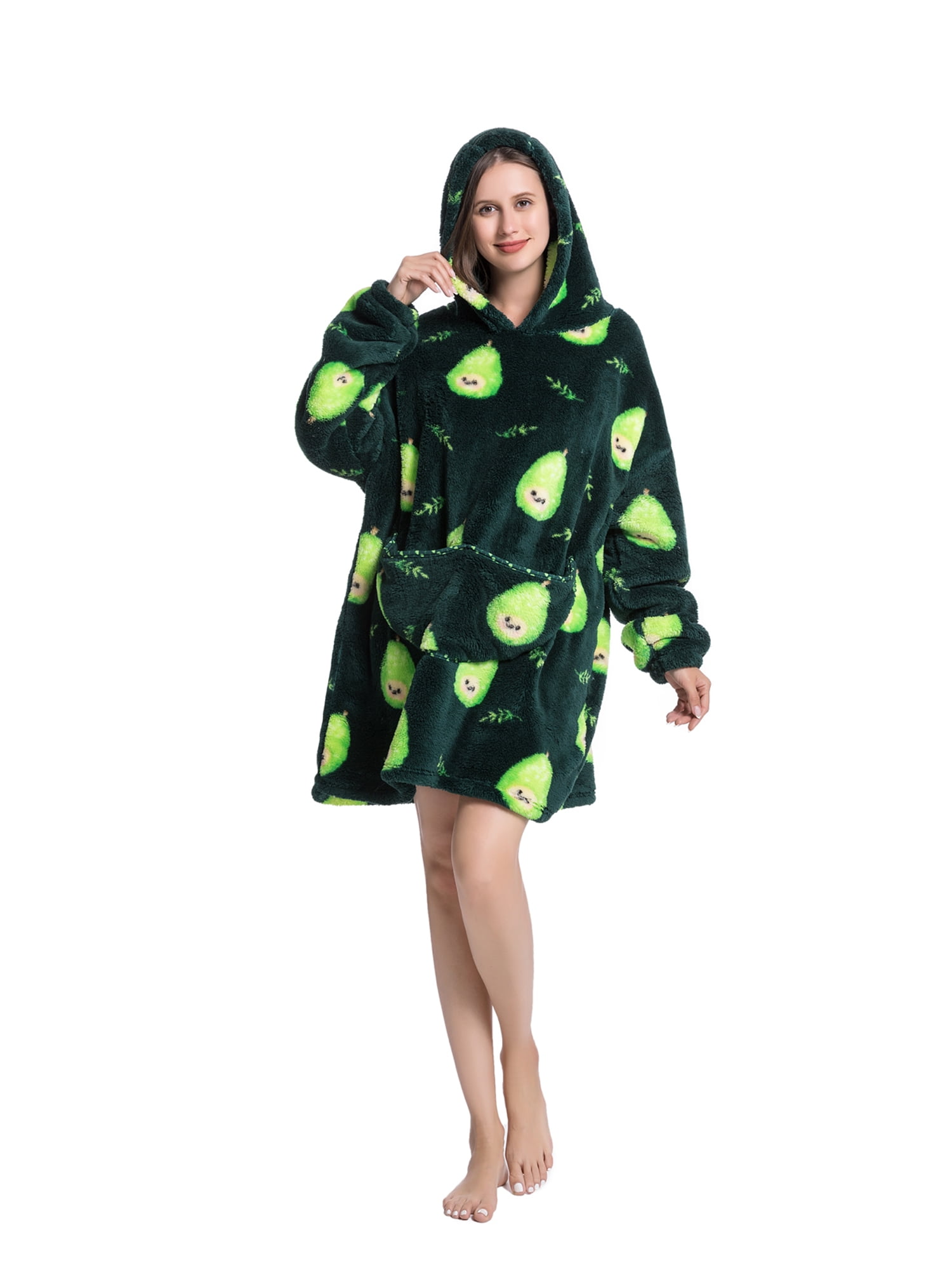 Oversized Hoodie Blanket Wearable Blanket Sweatshirt Plush Warm Cozy Fleece Top for Women Men Kids