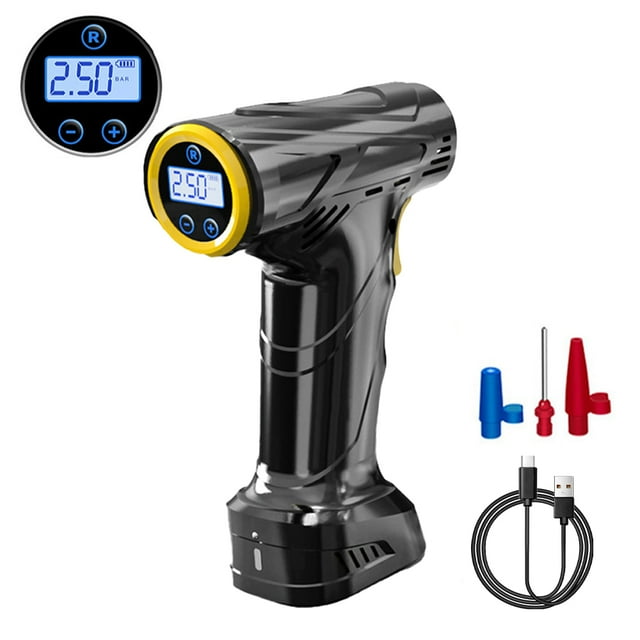 Wireless Handheld Air Compressor with 6000mAh Battery - Portable Digital Tire Inflator for Cars, Motorcycles, Bicycles, Balls & Swimming Rings - Auto-Stop Function, 4 Pressure Units