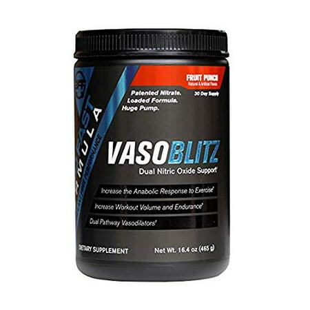 VASOBLITZ Nitric Oxide Pre Workout Supplement Powder with L-Citrulline, Betaine Anhydrous, Arginine NO3T, Calcium Lactate & Caffeine Free for Endurance & Muscle