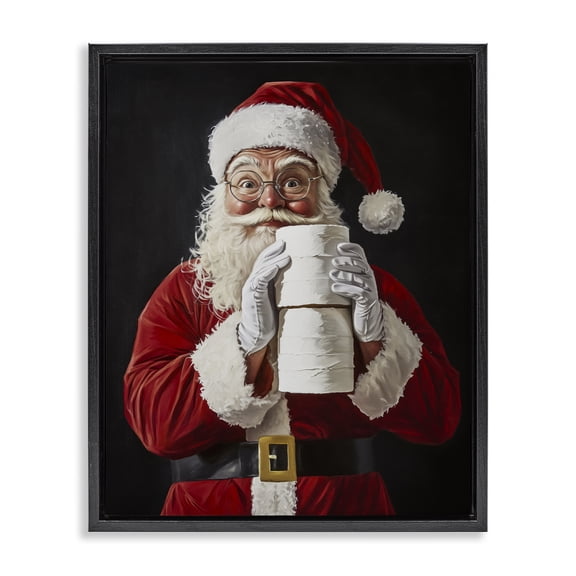 Stupell Industries Eclectic Santa Has Your TP Black Floating Frame Canvas Art, 17 x 21, by Arlington Prints