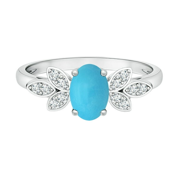 Art Deco 1 Ctw Oval Turquoise Gemstone 925 Sterling Silver Women Birthstones Ring GIFT FOR HER