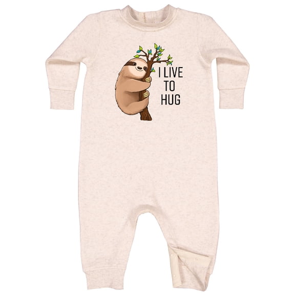 Inktastic I Live to Hug Cute Sloth on a Branch Baby Fleece Romper