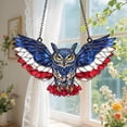 thumbnail image 2 of Colorful Acrylic Owl Window Decor Pendant - Patriotic Red White Blue Indoor & Outdoor Garden Accent, Decorative Gift for Home, Terrace & Garden Lovers, 2 of 5