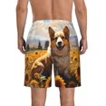 thumbnail image 3 of KLL Cute Corgi Sunflower Men's Casual Summer Beach Shorts Hawaiian Shorts with Pockets-X-Large, 3 of 5