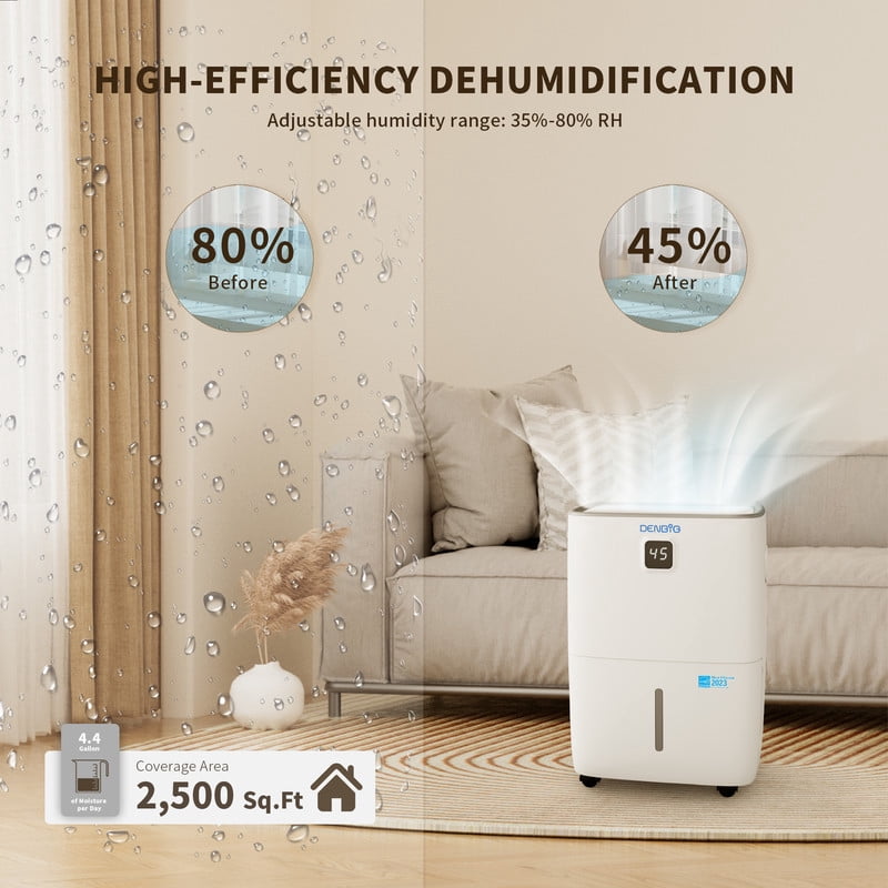 35 pt. 2500 sq. ft. Bucket Dehumidifier in. White with Drain Hose, ENERGY STAR