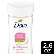 Dove Even Tone Womens Antiperspirant Deodorant Stick Peach Blossom & Rice Milk for All Skin, 2.6 oz