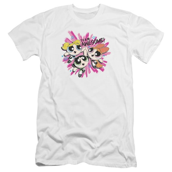 Powerpuff Girls Team Awesome HBO S/S Adult 30/1 T-Shirt White