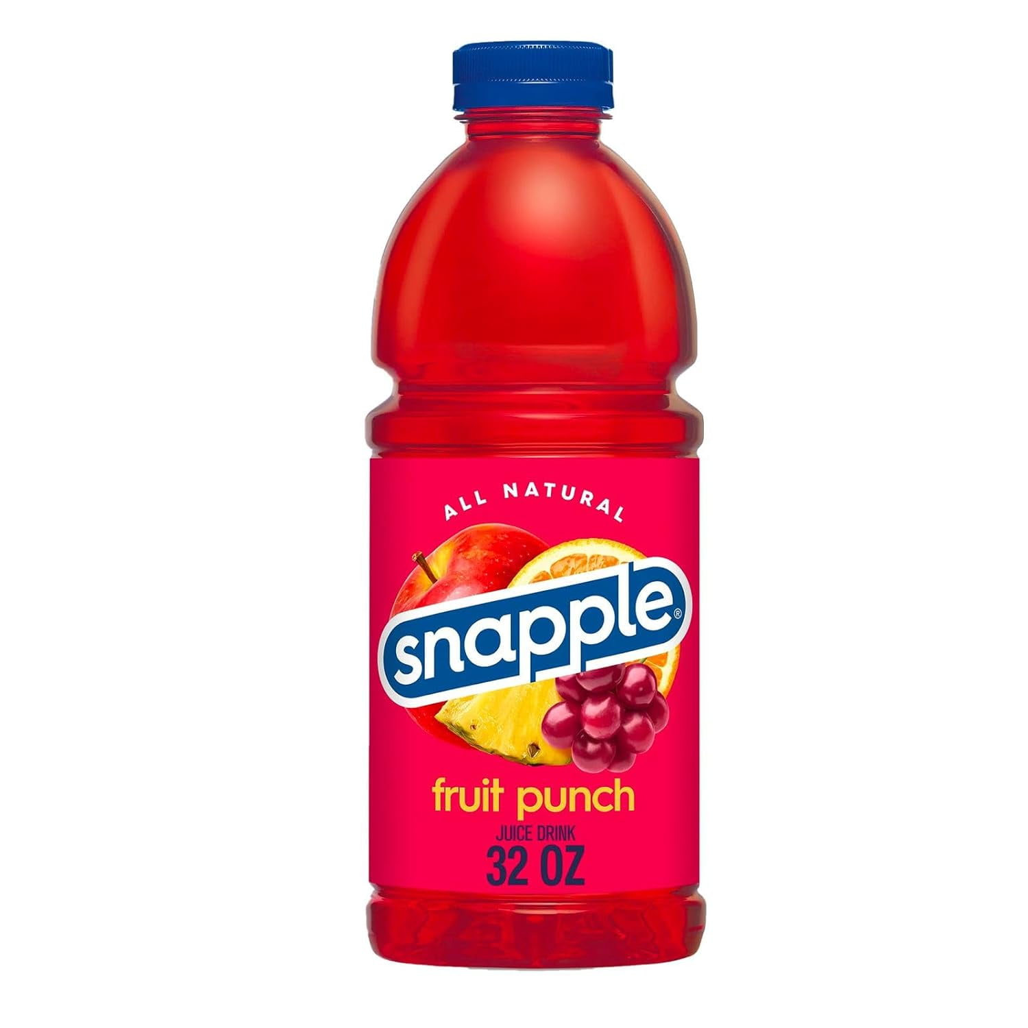 Snapple Fruit Punch All Natural Fruit Juice Drink, 32 fl oz Plastic Bottles, Made with Real Fruit Flavor, 6-Pack