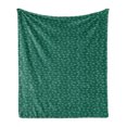 thumbnail image 1 of Dark Teal Soft Flannel Fleece Throw Blanket, Botanical Design of Leaves Tropical Theme in a Repeating Style, Cozy Plush for Indoor and Outdoor Use, 50" x 60", Forest Green Mint Green, by Ambesonne, 1 of 6