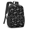 thumbnail image 2 of Black Cartoon Dinosaurs Fossils Pattern 17" Waterproof Oxford School Backpacks for Teens, S-Shape Padded Straps, for School, Travel, Hiking, Camping, 2 of 5