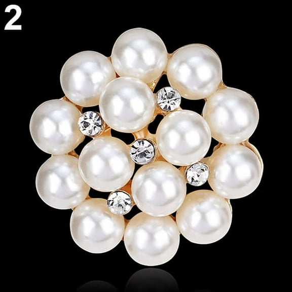 UDIYO Flower Rhinestone Imitation Pearl Brooch Pin DIY Bridal Wedding Bouquet Decor