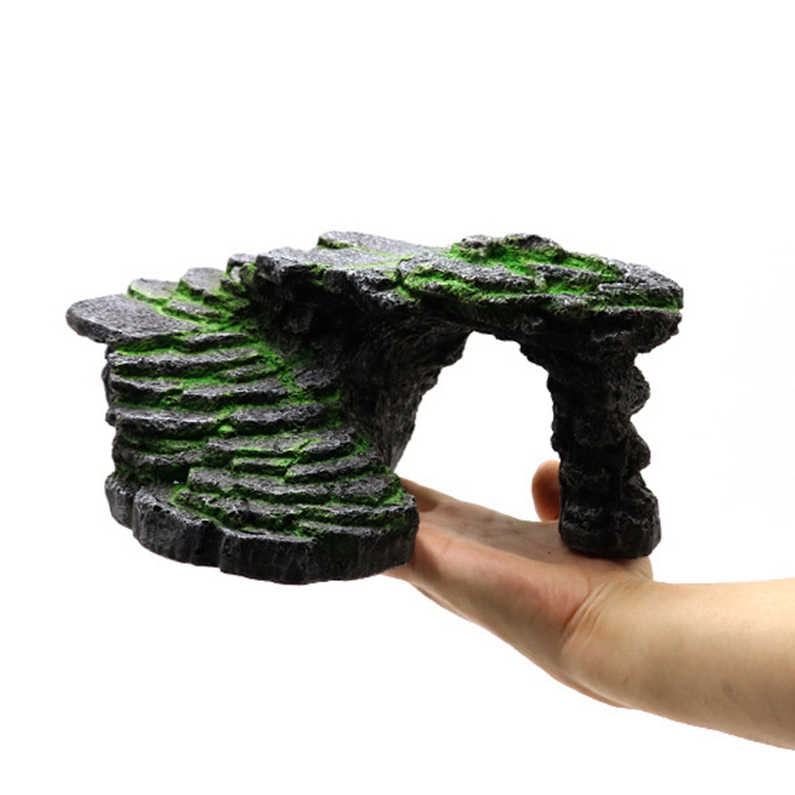 Resin Turtle Basking Platform Bridge Resting Hide Cave Reptiles Tanks Decoration Resin Landscape Rock Cave
