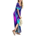 thumbnail image 5 of USSUMA Sundresses for Women Casual Summer Pocket Split Long Hawaiian Tropical Print Maxi Womens Shirt Dresses Beach V Neck Short Sleeve Plus Size Wedding Guest Sun Dress, 5 of 6