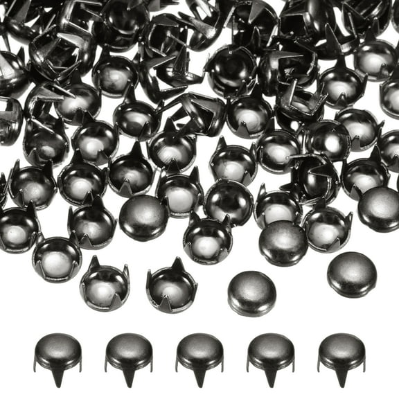 5mm Round Dome Rivet, 90 Pcs Metal 4 Claw Spike Spot Stud Punk Rock Rivet Nailhead for DIY Leather Crafting for Decor Repair Clothing Belts Bags Shoes, Brown