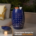 thumbnail image 6 of BAYUELSWU Outdoor Side Table 9.4" Steel Patio End Table, Round Hollow Drum Side Table, Accent Garden Table Corner Table, Weather-Resistant Coffee Table for Garden, Balcony, Porch & Poolside (Blue), 6 of 7