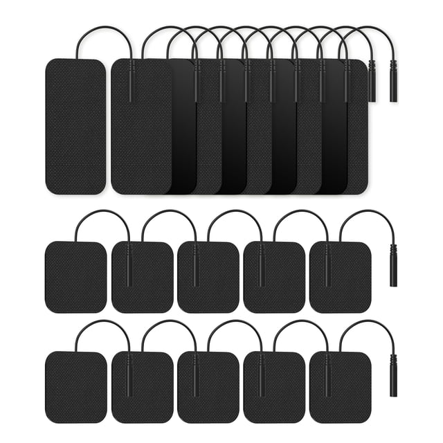 Almohadillas de repuesto para unidad TENS, electrodos autoadhesivos reutilizables Nursal (20 paquetes, 5 x 5 cm y 5 x 10 cm), almohadillas TENS flexibles sin látex, compatibles con TENS 7000, AUVON TE
