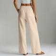 thumbnail image 7 of Elastic Waistlowy Casual Pants for Women Linen Wide Leg Trousers with Pockets Pants for Beach or Travel Khaki XL, 7 of 7