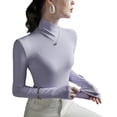 thumbnail image 1 of Col Roulé Croisé en Polaire, Col Roulé Manches Longues pour Femmes, Couche de Base Extensible Tricoté Ajusté, 1 of 6