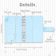 Langgg PU Leather Notebook Binder Clear Binder Pockets Budget Envelope Blue