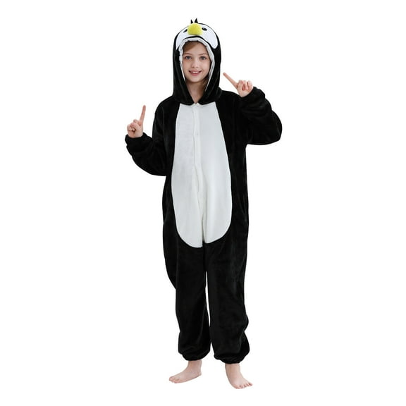 CYRBOKO Toddler Boys Girls Hooded Rompers, Unisex Long Sleeve Thermal Soft Animal Shapes Kids Loungewear Black Size 6-8 T