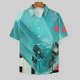 thumbnail image 3 of Colored Grid Geometry Men's Shirt Short Sleeves Printed Button Down Summer Shirts, 3 of 6