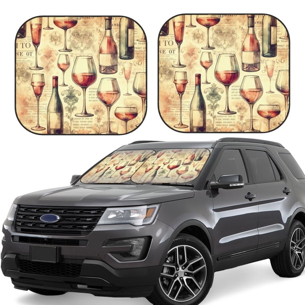 Fotbe Wine Juego de 2 Piezas de Parasoles para Parabrisas | Bloqueador Solar para Auto | Accesorios Plegables para Protección Solar Interior-Medium