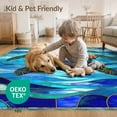 thumbnail image 4 of ODIKA 8'x10' Washable Area Rug Non-Slip Chair-Friendly Mat Nautical Turtle Stained Mosaic Ocean Border Entryway Teal Beachy for Dining Room, Large Office, Lounge, 4 of 7