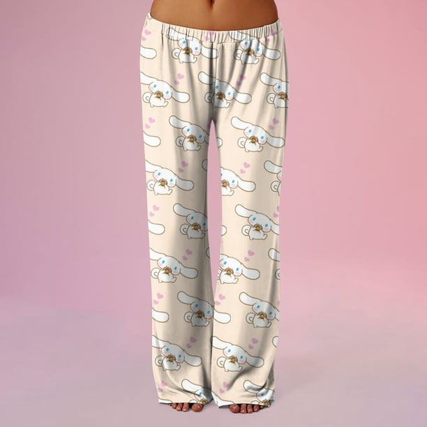 Anime Pajamas for Women Girls Cute Cartoon Cat Print Kawaii Casual Sleep Pajama Pants