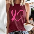 thumbnail image 2 of Women's Breast Cancer Awareness Camisole Pink Ribbon Heart Printed Tanks Crew Neck Top Sleeveless Shirts Loose Fit Warrior Tank Tops Trendy Casual Tunic Tops, 2 of 4