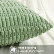 decorUhome Pack of 2 Decorative Throw Pillow Covers 18x18, Soft Corduroy Striped Couch Pillow Covers, Boho Modern Farmhouse Home Decor, Sage Green