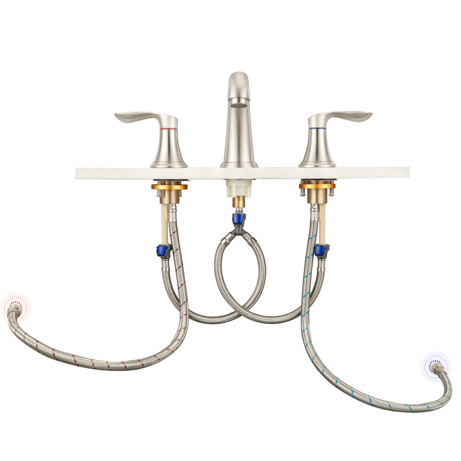 Bathroom Faucets for Sink 3 Hole, Faucet for Bathroom Sink, Bathroom Faucet with Pop up Drain and Cold Hot Water Lines