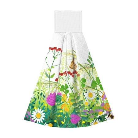 

Horeoi Plants and Insects Print Coral Fleece Microfiber Hanging Hand Towel Absorbent Hand Towel Quick Dry Thicken Cleaning Cloths Wipes Rags for Kitchen & Bathroom