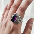 thumbnail image 2 of Amethyst Mans Ring, Natural Amethyst, February Birth, Silver Jewelry, 925 Silver Ring, Birthday Gift, Heavy Mens Ring, Arabic Design, Ottoman Style Ring, Christmas, Turkey Mens Signet Ring, 2 of 8