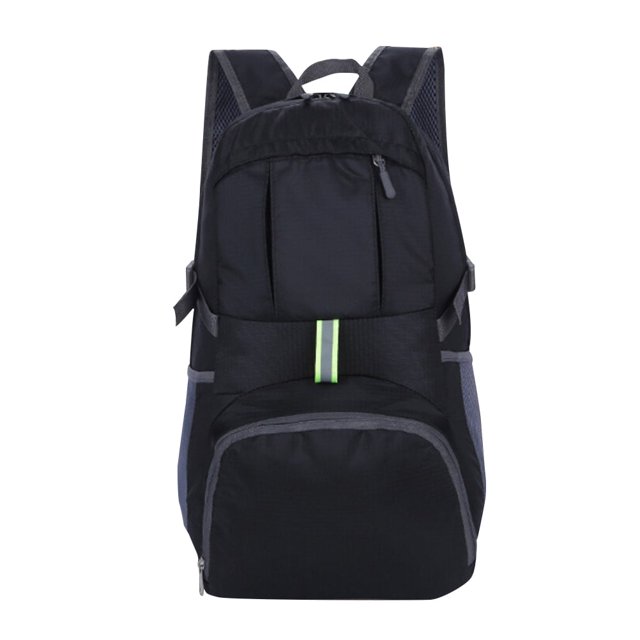 Mochila ligera plegable para exteriores, duradera, para deportes, viajes, senderismo, acampada (negra)