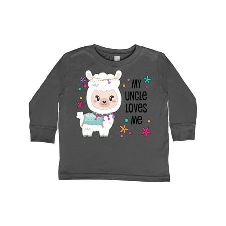 

Inktastic My Uncle Loves Me- cute and happy llama Gift Toddler Boy or Toddler Girl Long Sleeve T-Shirt