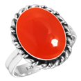 thumbnail image 1 of 925 Silver Ring For Women - Girls Orange Genuine Carnelian Stone Silver Ring Size 13 August Birthstone Simple Silver Ring Size 13 Gift For Women On Cocktail Party 925 Silver Jewelry With Gemstone, 1 of 6