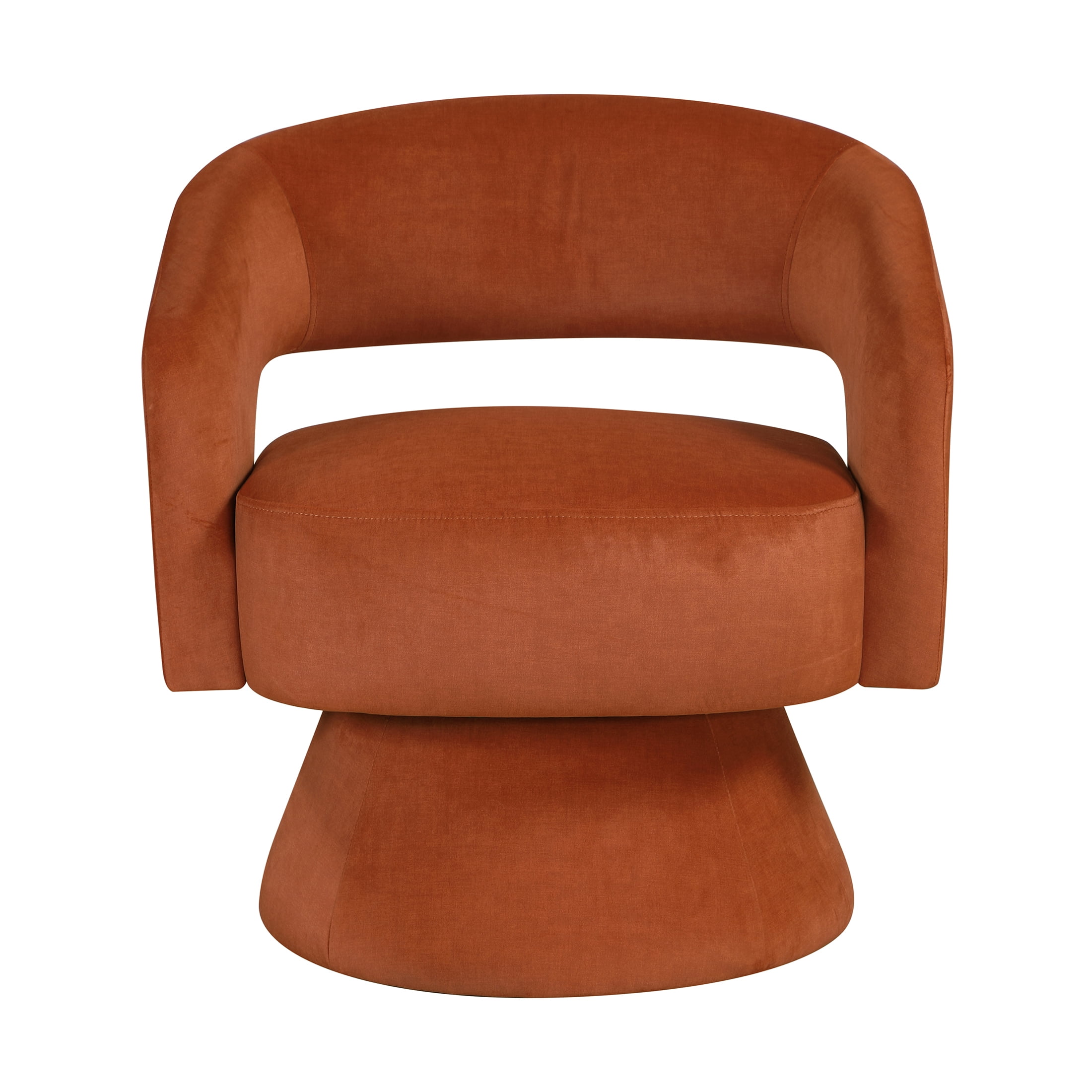 OakvillePark Alderwyn Velvet Swivel Chair with Round Base, Orange