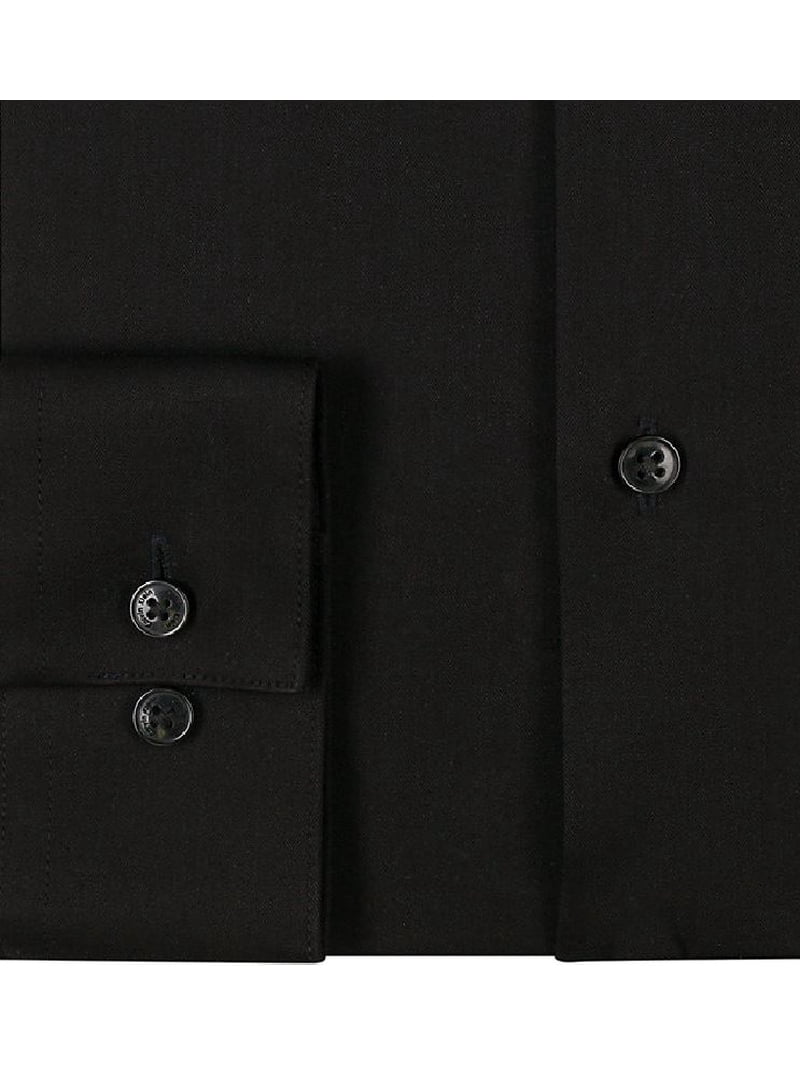 calvin klein black dress shirt Men's Slim-Fit Non-Iron Spread Collar Herringbone - fold detailed spread collar Calvin Klein Men's Slim Fit