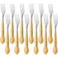 thumbnail image 1 of 12-Piece Oyster Fork Set, Stainless Steel Cake Forks Service for 12 Silverware Flatware Utensils-5.9 Inches, Gradient Gold, 1 of 7