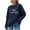 Navy, variant on qelini Fall Sweaters for Women Sayings Letter Print Crewneck Pullover Long Sleeve Tops Casual Dressy Knitted Blouses