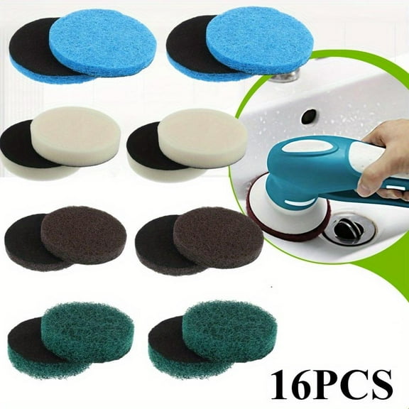 16Pcs Power Scrubber Pad Set Suitable for Dremel Versa PC10 Ruby Horsepower,Includes 4 Foam,4 Kitchen,4 Performance,4 Microfibre Pads Electric Cleaning Tool Replacement Scouring Pads Accessories