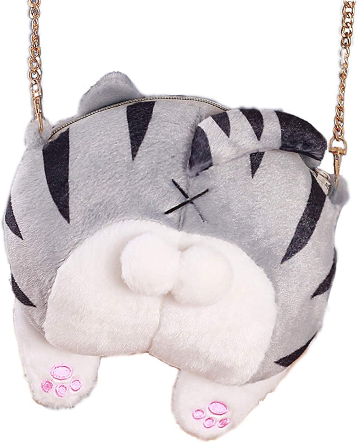 Women Girl Lovely Funny Cat Butt Hand Bag Plush Shoulder Bag Purse Cool Gift 
