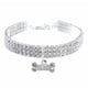thumbnail image 1 of Collar para mascotas con diamantes, colgante de hueso elástico de diamante de cristal ajustable para gatos y perros de boda, 1 of 5