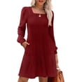thumbnail image 2 of Sampeel Womens Square Neck Long Sleeve Fall Dresses Casual Babydoll Sweater Dress, 2 of 6