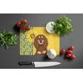 thumbnail image 3 of Summer Sunflowers Longhair Chocolate and Cream Dachshund Glass Cutting Board Large 12 in x 15 in, 3 of 5