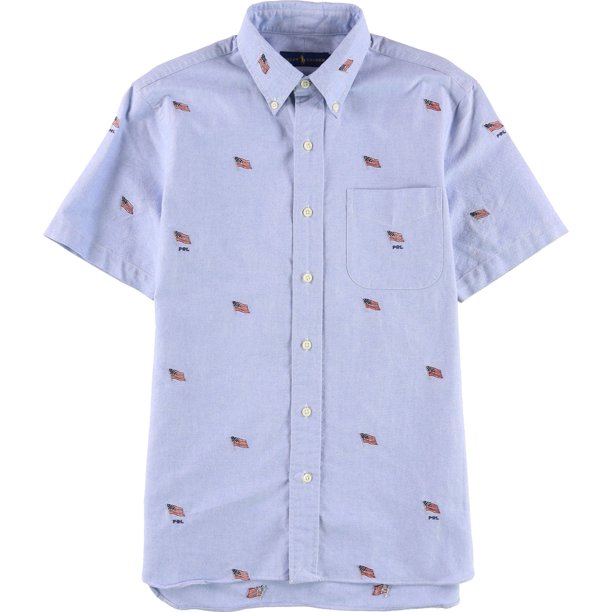 Ralph Lauren Camisa con botones bordados para hombre, azul, extragrande Ralph Lauren Botones al frente