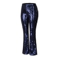 thumbnail image 5 of Jxximdong Pants for Women Women's Sexy Sequined Shiny High Waist Stretch Flare Pants Nightclub Trousers Blue L Trousers, 5 of 8