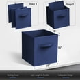 thumbnail image 3 of Sorbus 13 Inch Collapsible Fabric Storage Cubes, 8 Foldable Baskets for Organizing for Closet, Shelves, Clothes, Toys, Books, Navy Blue, 3 of 7